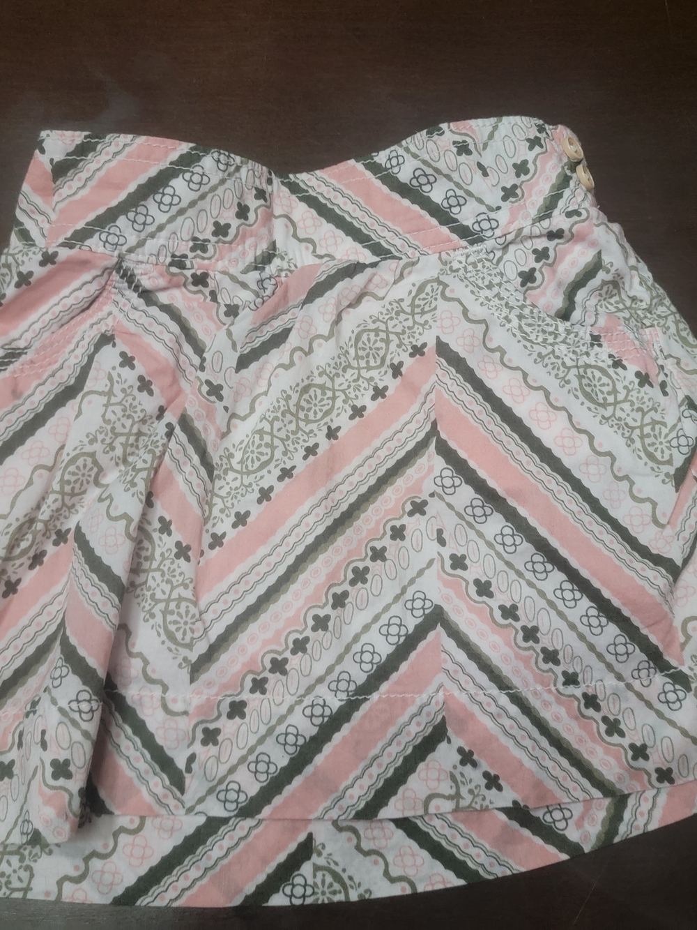 Old Navy Pink, White & Green Patterned Girls Skirt